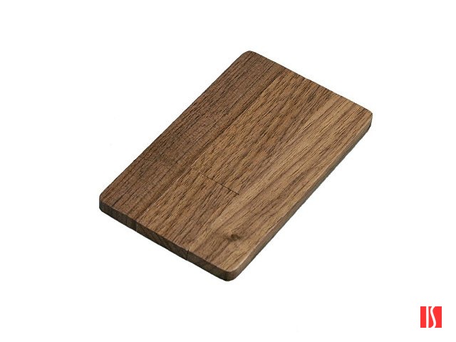 Флешка в виде деревянной карточки с выдвижным механизмом, 8 Гб, коричневый