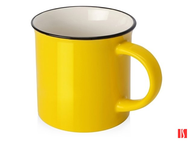 Кружка Countryside S с черным ободком, белая внутри, цветная снаружи, желтый