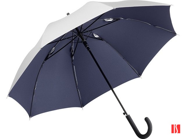 Зонт-трость 7119 Double silver, полуавтомат, серебристый/темно-синий