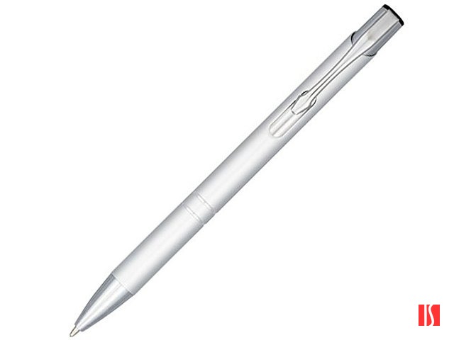 Кнопочная шариковая ручка Moneta из анодированного алюминия, синие чернила, серебристый