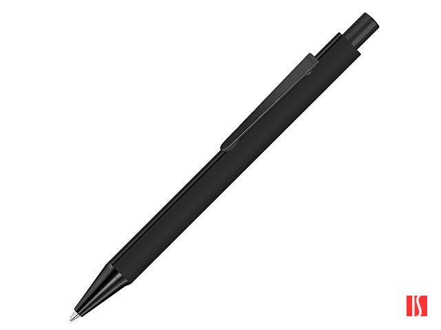 Ручка шариковая металлическая «Pyra M» soft-touch с зеркальной гравировкой и черными деталями, черный