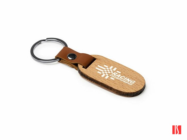 Брелок MARBEL из натурального дерева, овальный, натуральный/коричневый