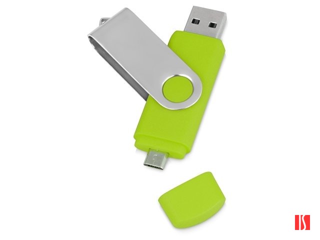 USB/micro USB-флешка 2.0 на 16 Гб «Квебек OTG», зеленое яблоко