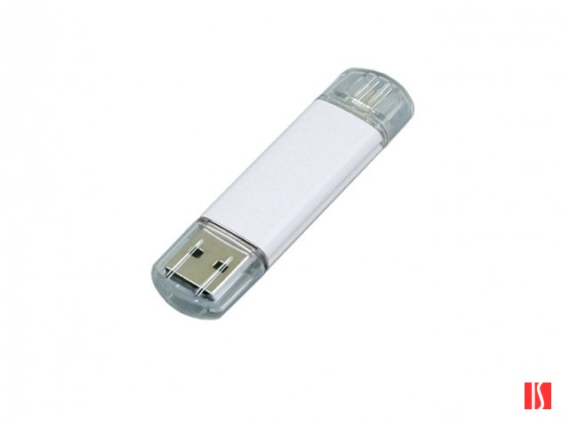 USB-флешка на 16 Гб.c дополнительным разъемом Micro USB, белый