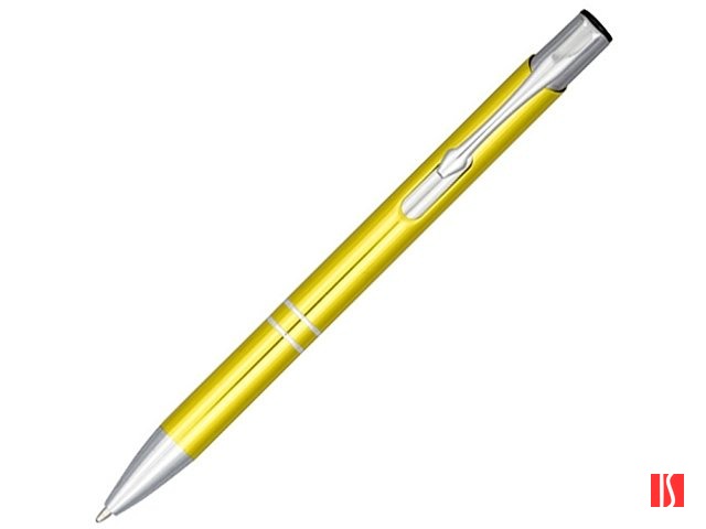 Кнопочная шариковая ручка Moneta из анодированного алюминия, синие чернила, желтый