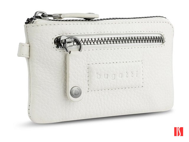 Ключница BUGATTI Elsa, белая, воловья кожа/полиэстер, 12,5х0,5х7 см