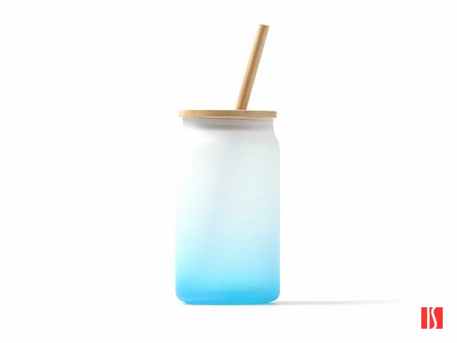 Стакан стеклянный DALBY с цветным градиентом, 350 мл, белый/королевский синий