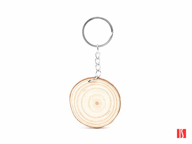 Брелок BUDAN круглый из натурального дерева, натуральный