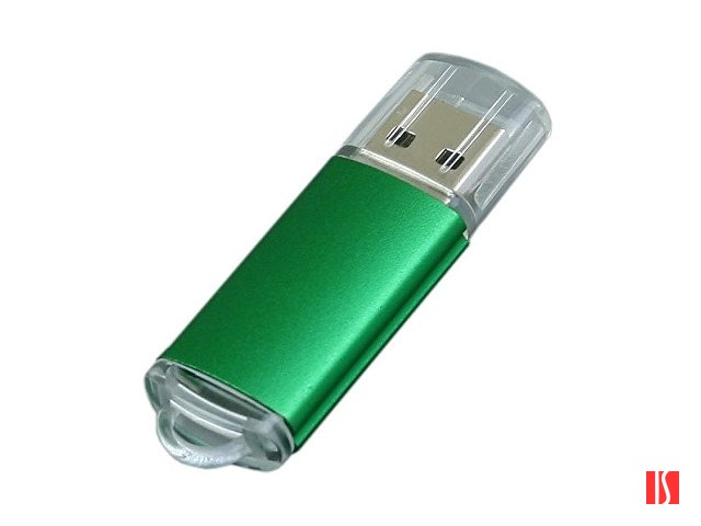 Флешка промо прямоугольной формы  c прозрачным колпачком, 32 Гб, зеленый