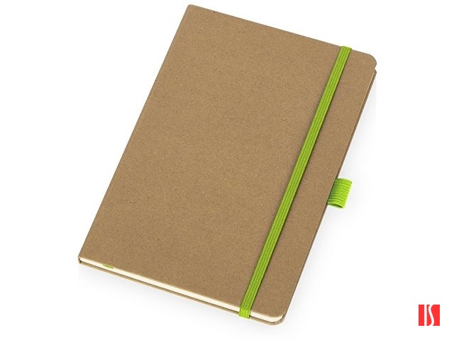 Блокнот "Sevilia Hard", твердая обложка из крафта A5, 80 листов, крафтовый/зеленое яблоко