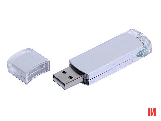 Флешка 3.0 промо прямоугольной классической формы, 128 Гб, серебристый