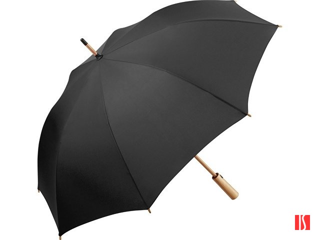 Зонт-трость 7379 Okobrella бамбуковый, полуавтомат, черный