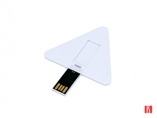 USB-флешка на 64 ГБ в виде пластиковой карточки треугольной формы, белый