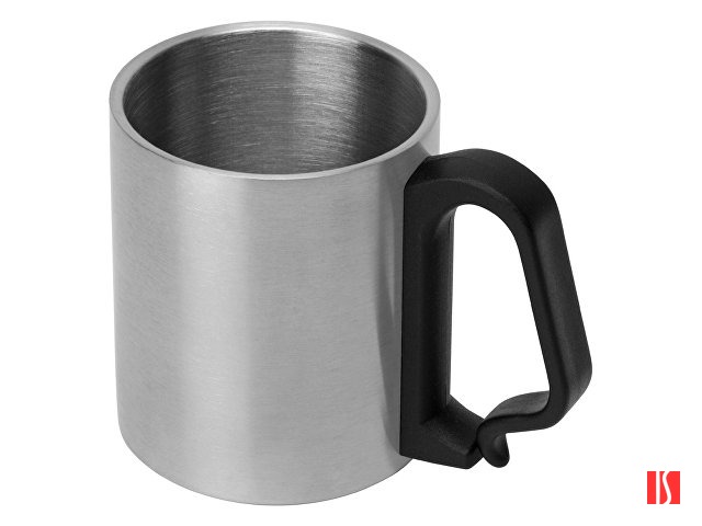 Стальная кружка Climber с пластиковой ручкой, серебристый/черный