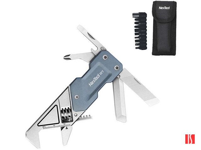 Мультитул-ключ Nextool Light Wrench W1 с набором бит, 6 функций, голубо-серый (NE20270)