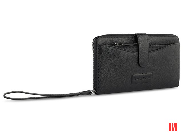 Кошелёк женский BUGATTI Elsa с ключницей, с RFID, чёрный, воловья кожа/полиэстер, 18,7х3х10,7 см