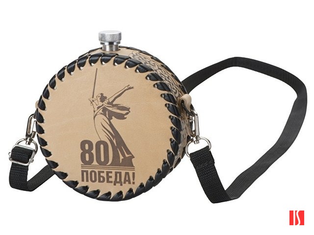 Фляга 504 (белая кожа), 0,5 л (круглая)