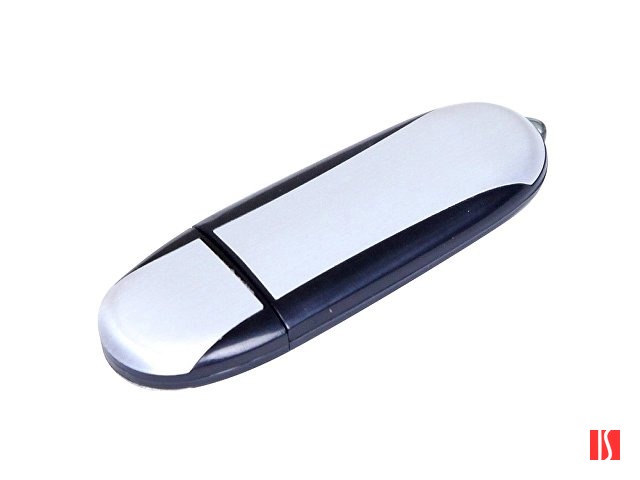 Флешка промо овальной формы, 32 Гб, серебристый/черный