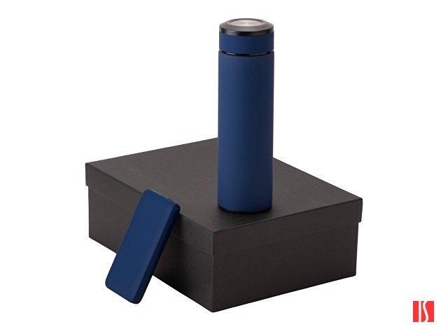 Подарочный набор с термосом и повербанком С2, темно-синий