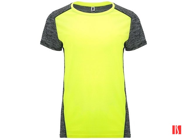 Спортивная футболка "Zolder" женская, неоновый желтый/меланжевый черный