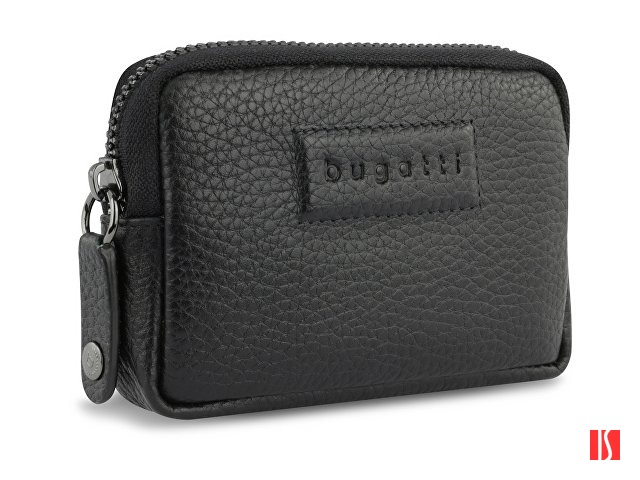 Ключница BUGATTI Elsa, с защитой данных RFID, чёрная, воловья кожа/полиэстер, 11х2х7 см