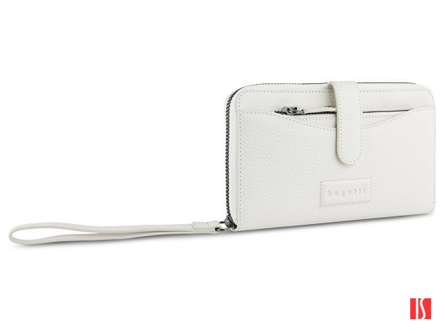 Кошелёк женский BUGATTI Elsa с ключницей, с RFID, белый, воловья кожа/полиэстер, 18,7х3х10,7 см