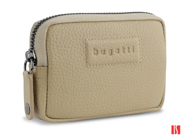 Ключница BUGATTI Elsa, с защитой данных RFID, песочного цвета, воловья кожа/полиэстер, 11х2х7 см