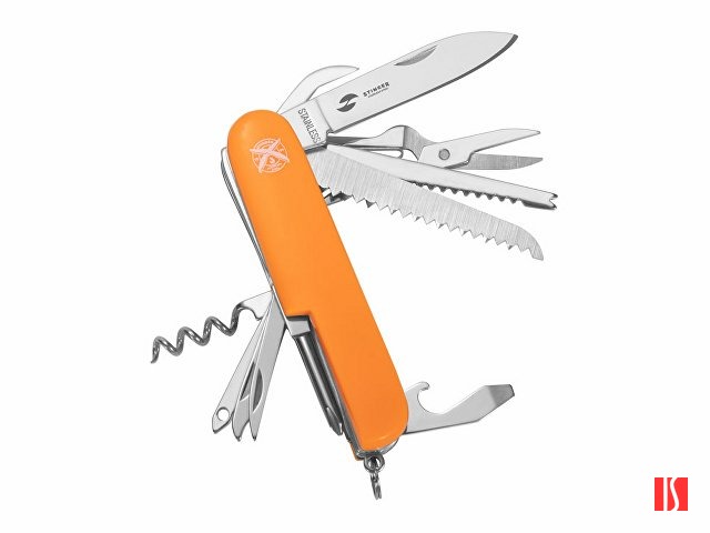 Нож перочинный Stinger, 89 мм, 15 функций, материал рукояти: АБС-пластик (оранжевый)