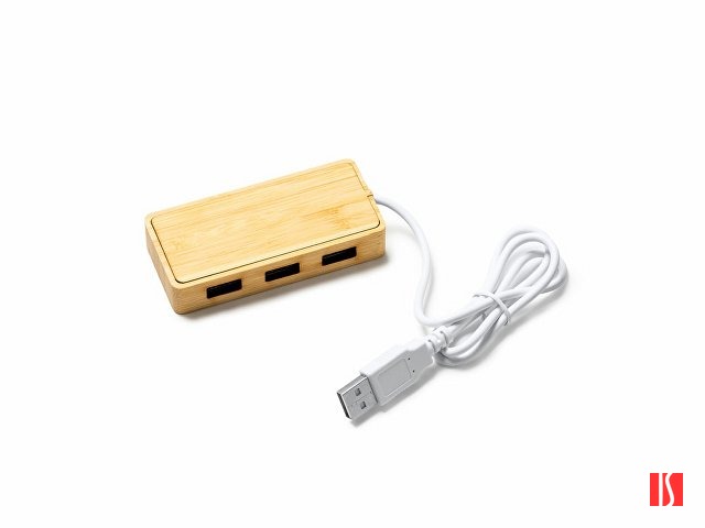 USB-хаб NEPTUNE, древесина/белый