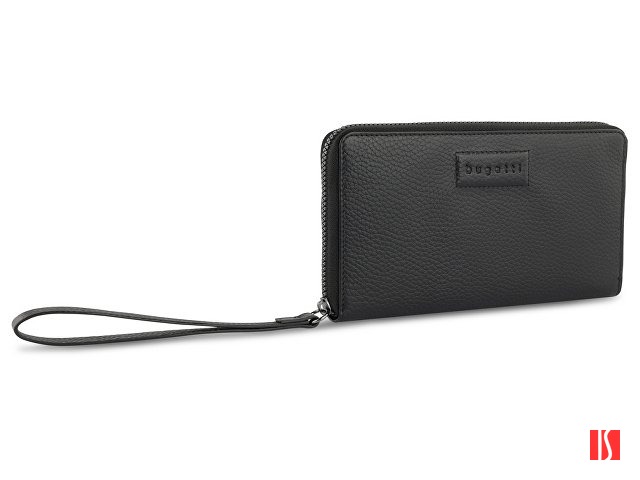 Кошелёк женский BUGATTI Elsa, с защитой данных RFID, чёрный, воловья кожа/полиэстер, 18,7х2х10 см