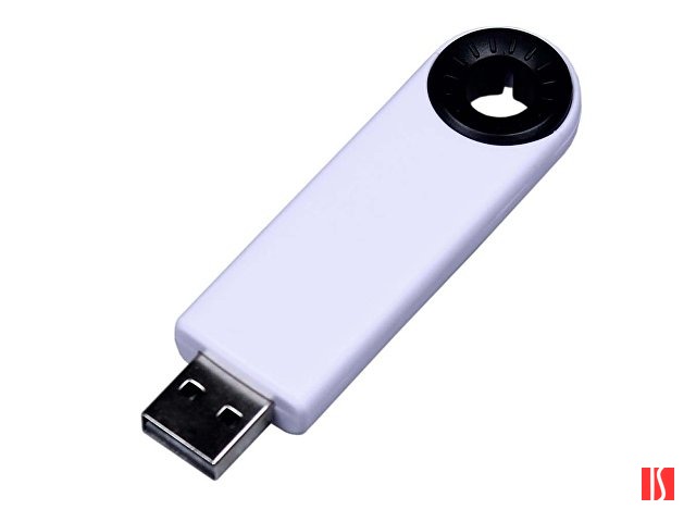 USB-флешка промо на 16 Гб прямоугольной формы, выдвижной механизм, черный