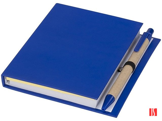 Цветной комбинированный блокнот с ручкой, синий
