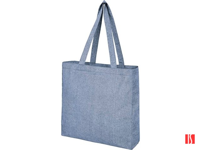 Эко-сумка Pheebs с клинчиком, изготовленная из переработанного хлопка, плотность 210 г/м2, синий мела
