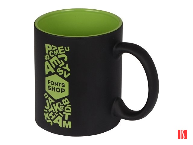 Кружка с покрытием для гравировки «Subcolor BLK», черный/зеленое яблоко