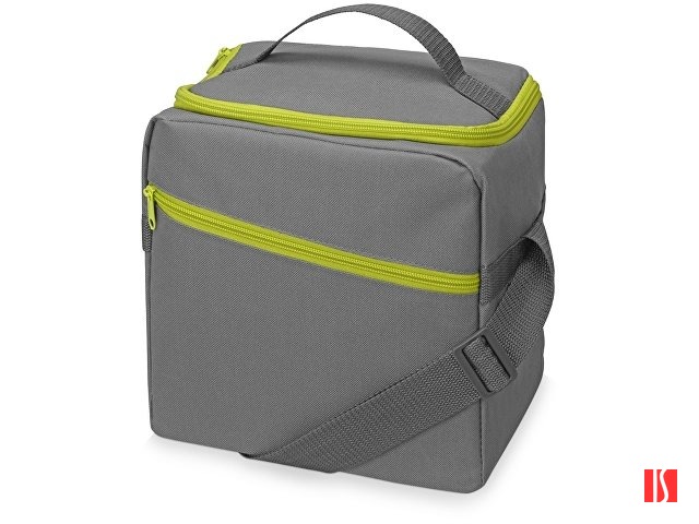 Изотермическая сумка-холодильник "Classic" c контрастной молнией, серый/зел яблоко