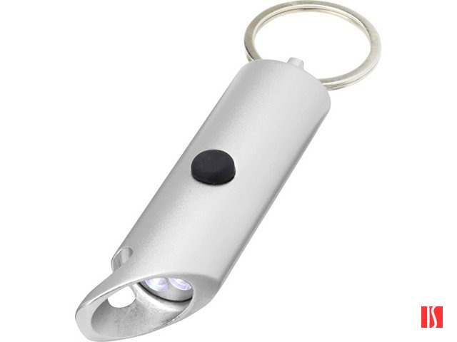 Flare светодиодный фонарик из переработанного алюминия и открывалка для бутылок с брелоком - Серебристый