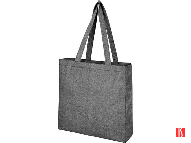 Эко-сумка Pheebs с клинчиком, изготовленная из переработанного хлопка, плотность 210 г/м2, черный мел