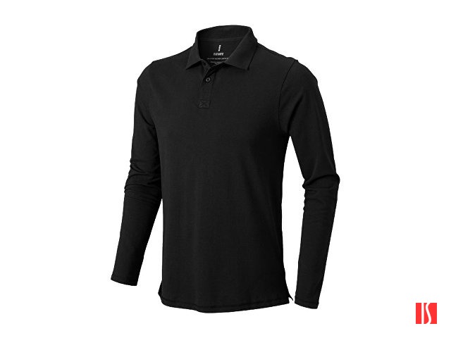 Рубашка поло "Oakville" мужская с длинным рукавом, черный