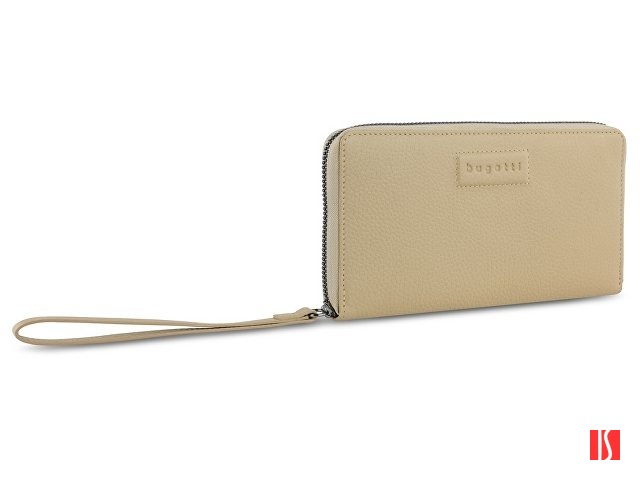 Кошелёк женский BUGATTI Elsa, с защитой RFID, песочного цвета, воловья кожа/полиэстер, 18,7х2х10 см