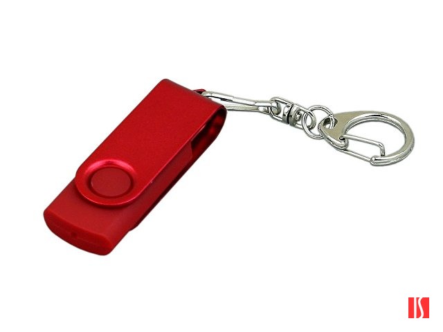 Флешка промо поворотный механизм, с однотонным металлическим клипом, 4 Гб, красный