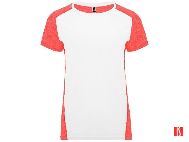 Спортивная футболка "Zolder" женская, белый/меланжевый неоновый коралловый