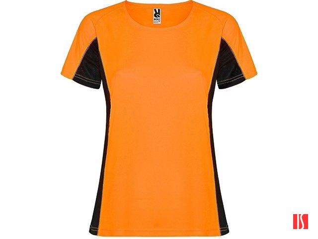 Футболка "Shanghai" женская, неоновый оранжевый/черный