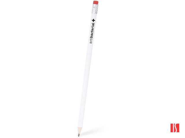 Карандаш антибактериальный GRYFIN с контрастным ластиком, белый/красный