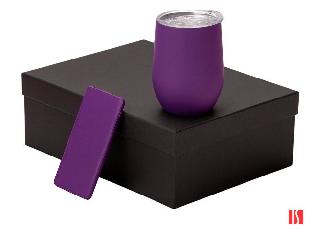 Купить Подарочный набор с термокружкой и повербанком С1, 5000 mAh, фиолетовый Подарочный набор с термокружкой и повербанком С1, 5000 mAh, фиолетовый