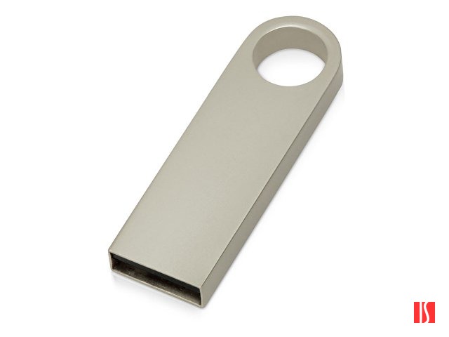 USB 2.0-флешка на 16 Гб с мини чипом и круглым отверстием, серебристый