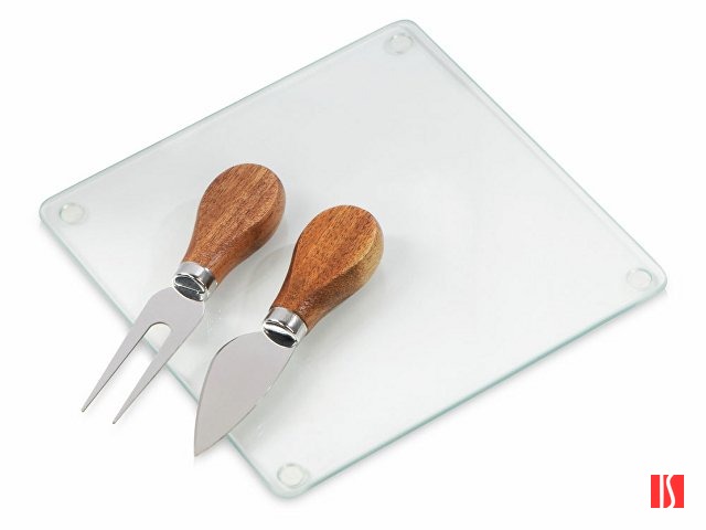 Набор для сыра Dorblue из стеклянной доски и вилки с ножом