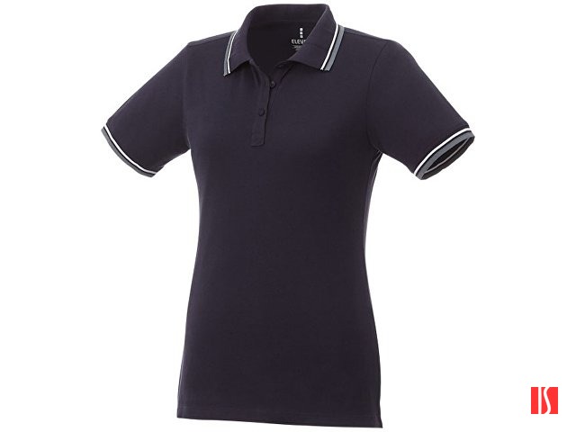 Женская футболка поло Fairfield с коротким рукавом с проклейкой, темно-синий/серый меланж/белый