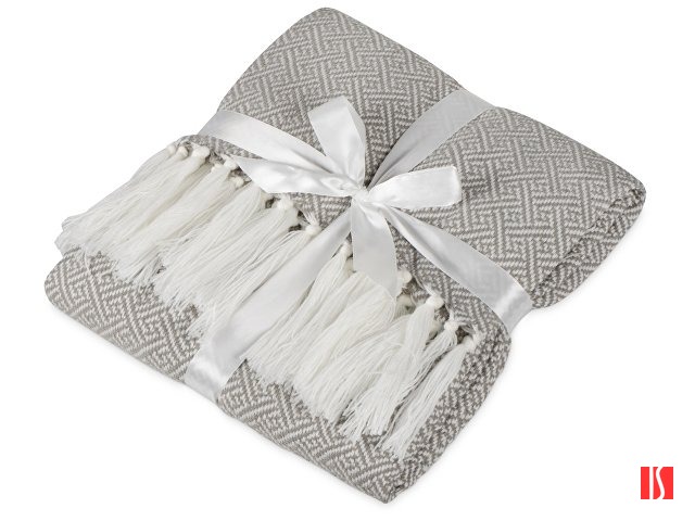 Плед акриловый Tassel с белой бахромой, бежевый