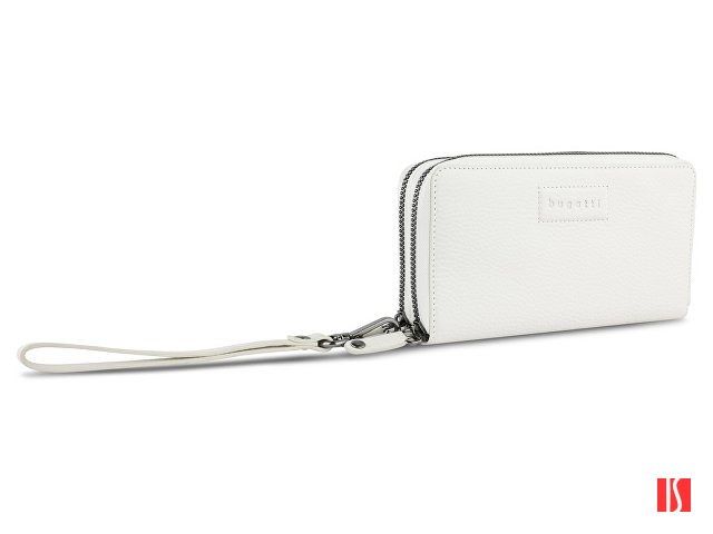 Кошелёк женский BUGATTI Elsa, с защитой данных RFID, белый, воловья кожа/полиэстер, 19х3х10,5 см