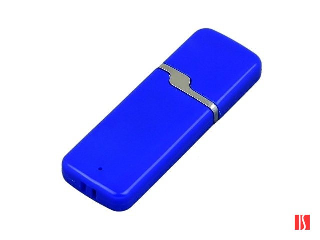 Флешка промо прямоугольной формы c оригинальным колпачком, 64 Гб, синий